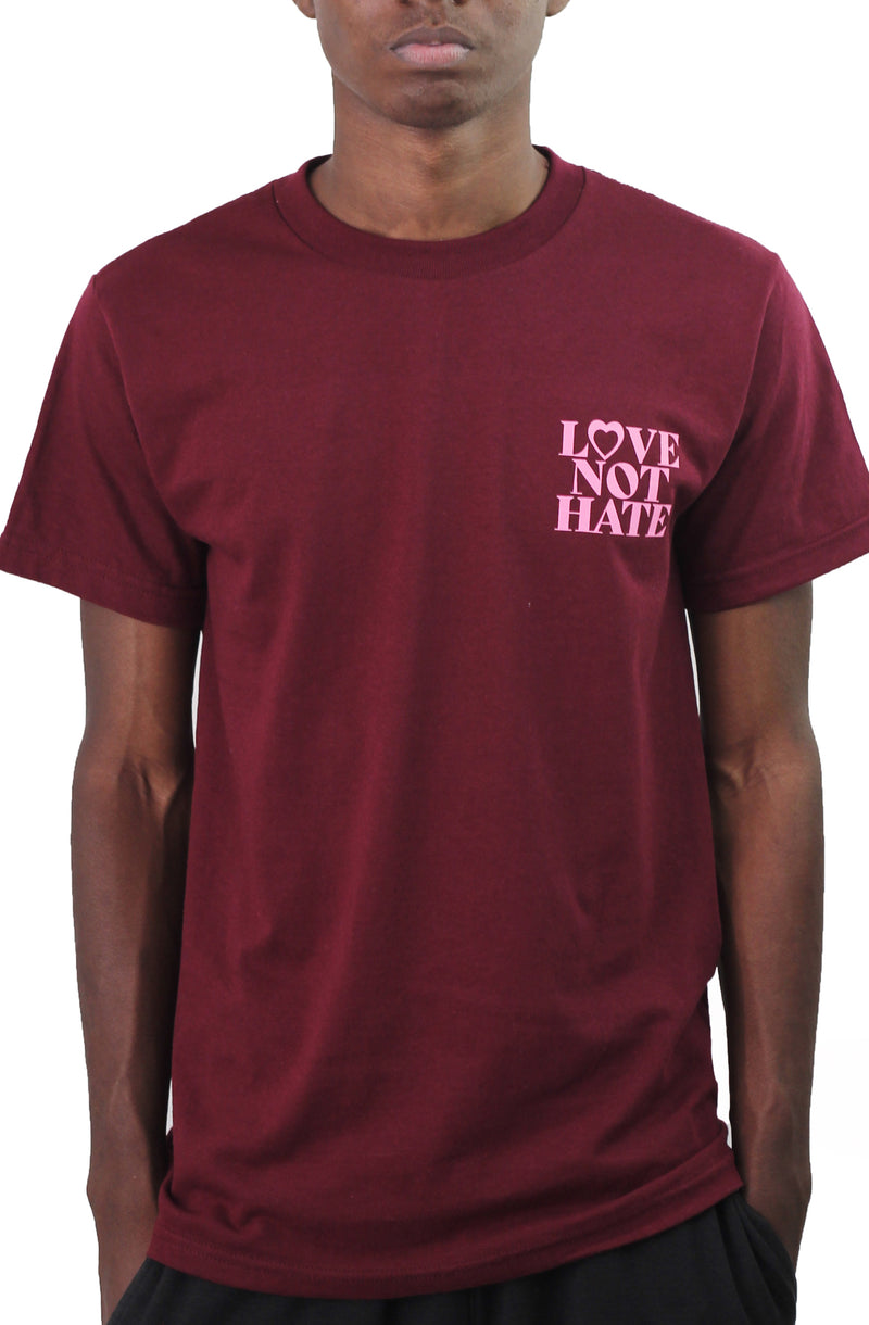 Bofresco Love Not Hate Tee - Burgundy